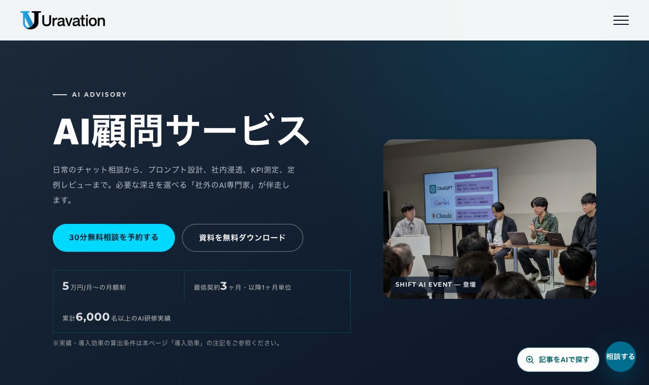 Uravation「AI顧問」 公式サイトのトップページ
